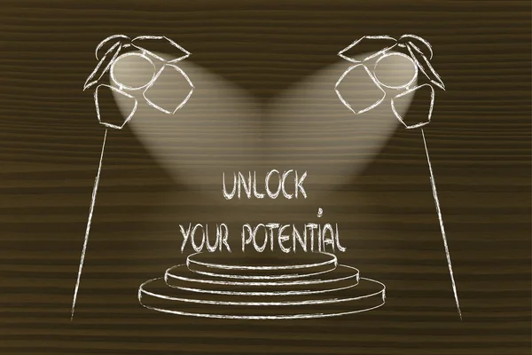 Spotlights on success, unlock your potential — Stock Photo, Image