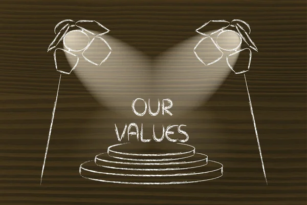 Прожекторы успеха бизнеса, наши ценности — стоковое фото