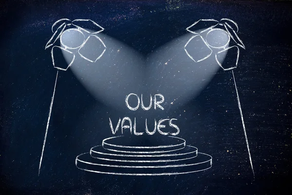 Spotlights på företagsframgång, våra värderingar — Stockfoto