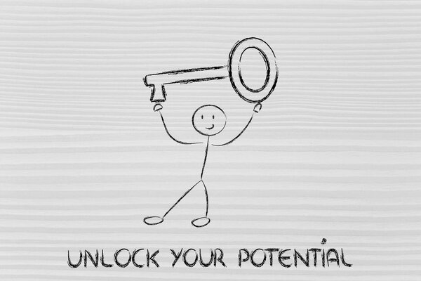 Человек, держащий ключ, раскрывает свой потенциал
