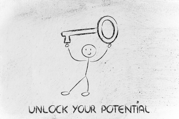 Человек, держащий ключ, раскрывает свой потенциал

