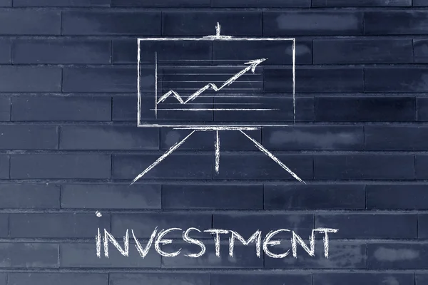 Möte rum whiteboard stå med positiv statistik diagram — Stockfoto