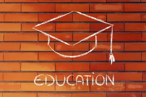Graduation hat and Education writing — Stock Photo, Image