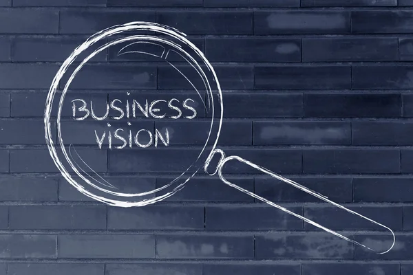 Focusing on business vision and management, magnifying glass design — Stock Photo, Image
