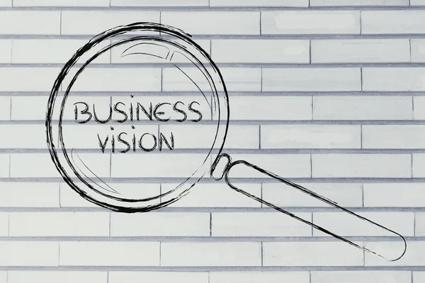 Se concentrer sur la vision et la gestion d'entreprise, conception de loupe — Photo