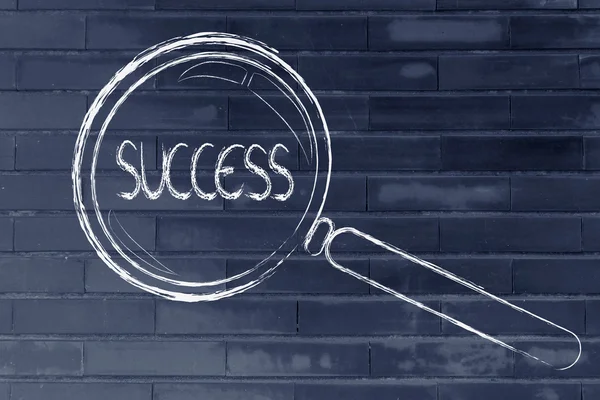 Znalezienie sukces w biznesie, projektowanie szkła powiększającego — Zdjęcie stockowe