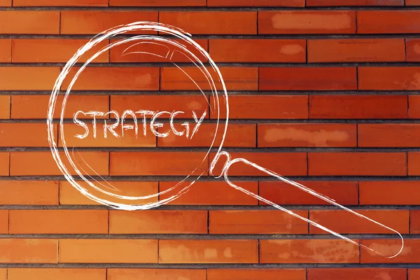Att hitta en affärsstrategi, förstoringsglas design — Stockfoto