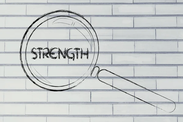 Finding strength, magnifying glass design — Stock Photo, Image