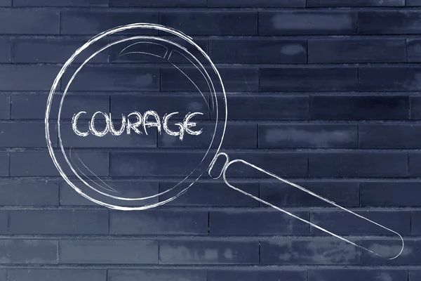 Encontrar coragem, design de lupa — Fotografia de Stock