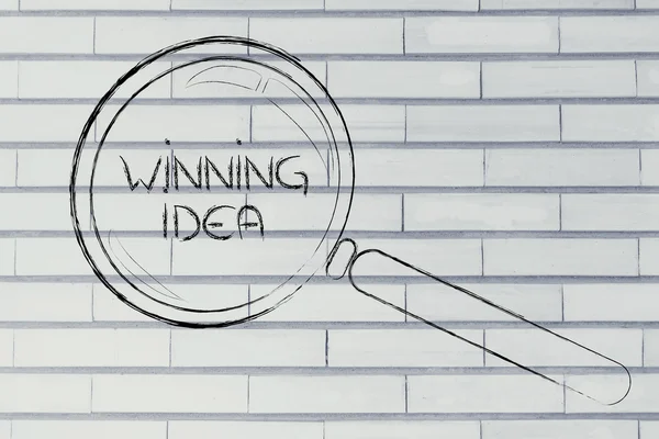 Finding a winning idea, magnifying glass design — Stock Photo, Image