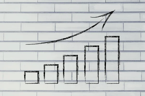 Gráfico de estadísticas que muestra el crecimiento y los resultados positivos — Foto de Stock