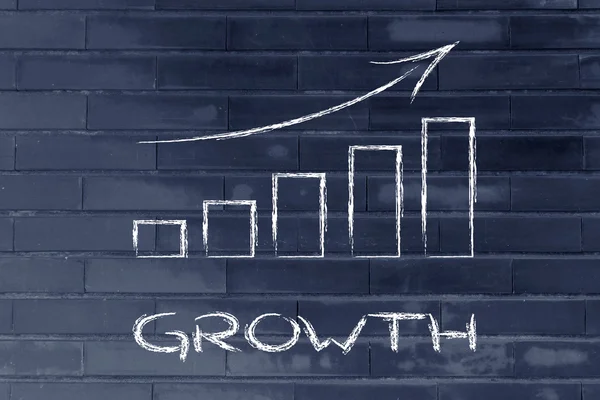 Stats graf visar tillväxt och positiva resultat — Stockfoto