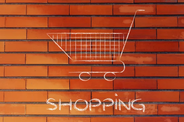 Carrito de la compra, símbolo de las técnicas de marketing y estrategia — Foto de Stock