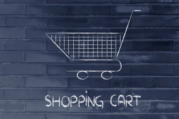 Shopping cart, symbol of marketing techniques and strategy — Stock Photo, Image