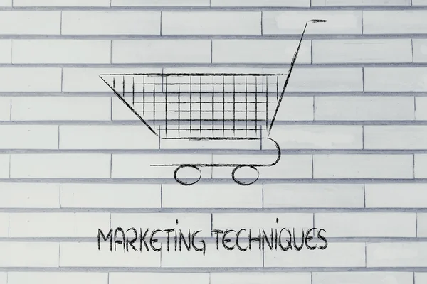 Shopping cart, symbol of marketing techniques and strategy — Stock Photo, Image