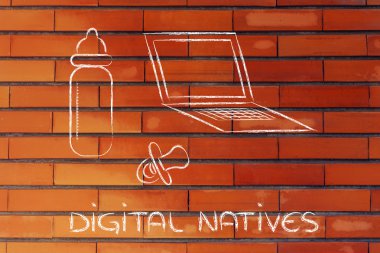 Dijital yerliler: laptop ile komik tasarım