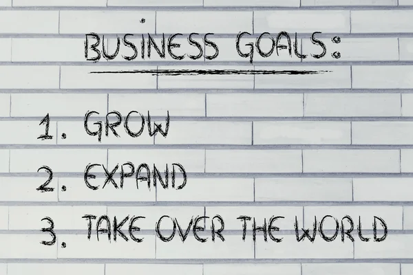 Lista de objetivos de negócios: crescer, expandir, dominar o mundo — Fotografia de Stock