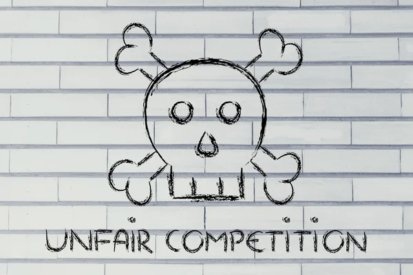 Unfair competition threat, funny skull metaphor — Stock Photo, Image