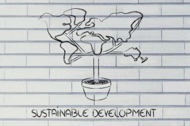 Yeşil Ekonomi: sembol ağacının yaprakları gibi contintents ile