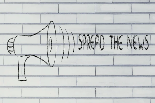 Funny megaphone design: spread the news — Stock Photo, Image