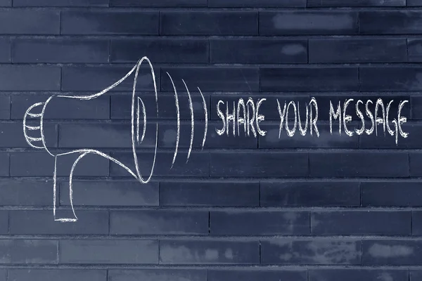 Funny megaphone design: share your message — Stock Photo, Image