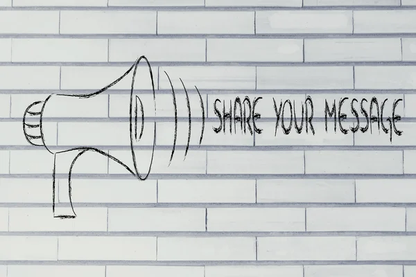 Lustiges Megafon-Design: Teilen Sie Ihre Botschaft — Stockfoto