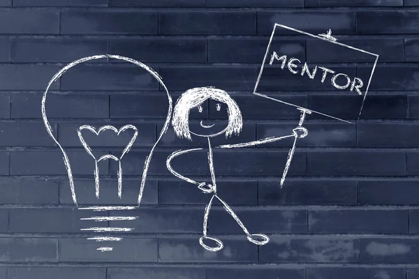 Menina com ideias e conhecimento: mentor — Fotografia de Stock