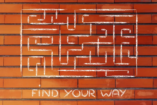 Metaphor maze design: find your way — Stock Photo, Image