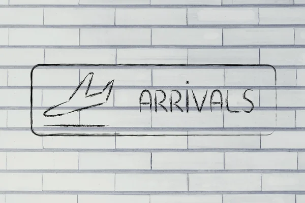 Arrivals sign as found in airport terminals — Stock Photo, Image