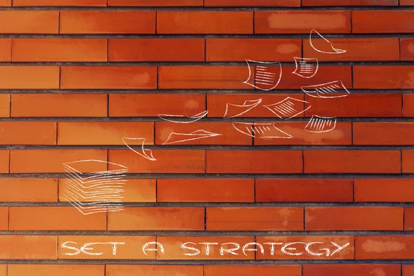 Stapel von Geschäftsunterlagen, legen Sie eine Strategie fest — Stockfoto