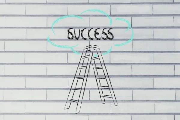 Funny ladder of success design with motivational writing — Stock Photo, Image