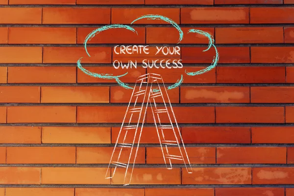 Funny ladder of success design with motivational writing — Stock Photo, Image