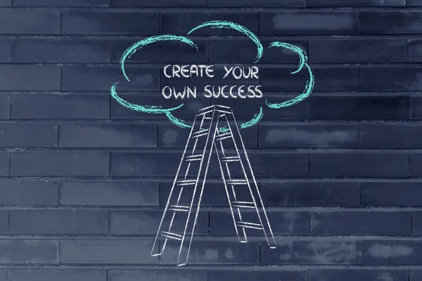 Funny ladder of success design with motivational writing — Stock Photo, Image