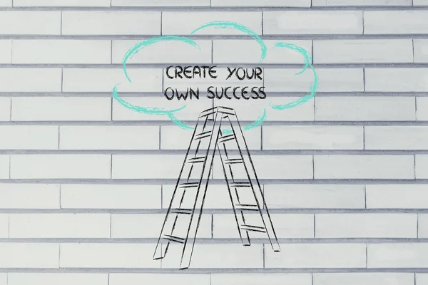 Grappige ladder van succes ontwerp met motiverende schrijven — Stockfoto