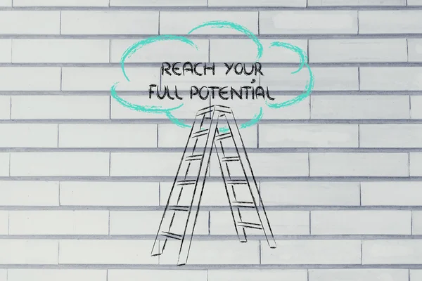 Funny ladder of success design with motivational writing — Stock Photo, Image