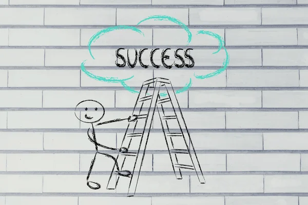 Funny ladder of success design with motivational writing — Stock Photo, Image