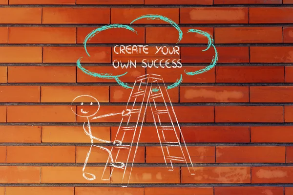 Funny ladder of success design with motivational writing — Stock Photo, Image