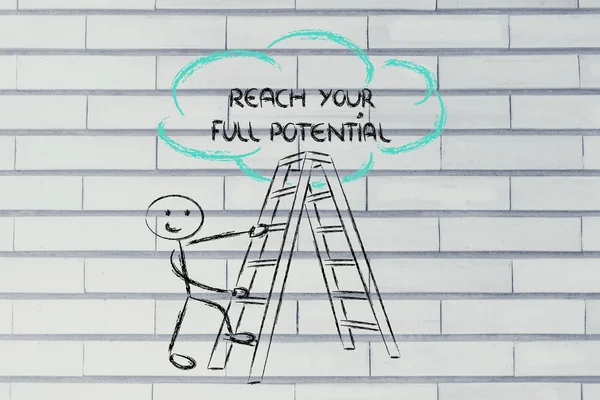 Grappige ladder van succes ontwerp met motiverende schrijven — Stockfoto