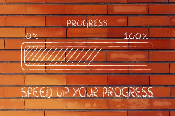 Fortschrittsbalken-Metapher, beschleunigen Sie Ihren Fortschritt — Stockfoto