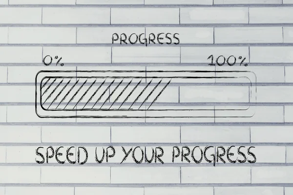Fortschrittsbalken-Metapher, beschleunigen Sie Ihren Fortschritt — Stockfoto