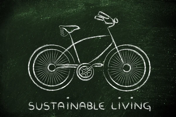 一辆自行车，象征着积极和可持续生活的设计 — 图库照片