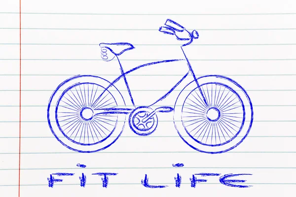 Bir bisiklet, etkin ve sürdürülebilir yaşam sembol tasarımı — Stok fotoğraf