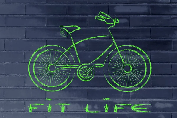 Bir bisiklet, etkin ve sürdürülebilir yaşam sembol tasarımı — Stok fotoğraf