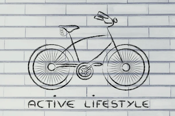 一辆自行车，象征着积极和可持续生活的设计 — 图库照片