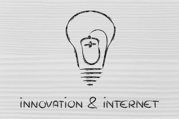 Souris d'ordinateur à l'intérieur de l'ampoule, concept d'innovation — Photo