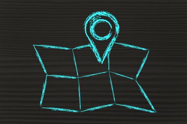 grappige kaart met geo tagging ontwerp