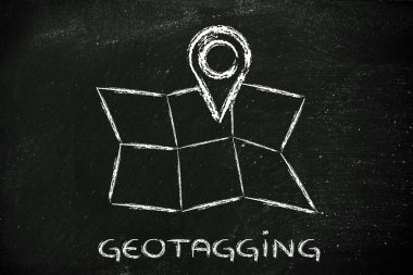 Funny map with geo tagging design clipart