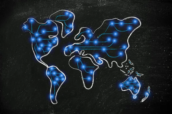 Mapa del mundo con conexiones a Internet —  Fotos de Stock