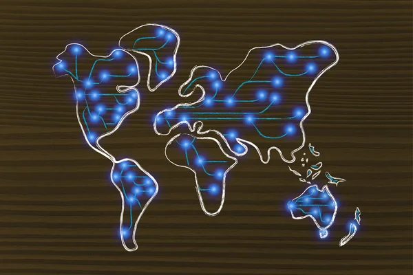 Mapa del mundo con conexiones a Internet — Foto de Stock