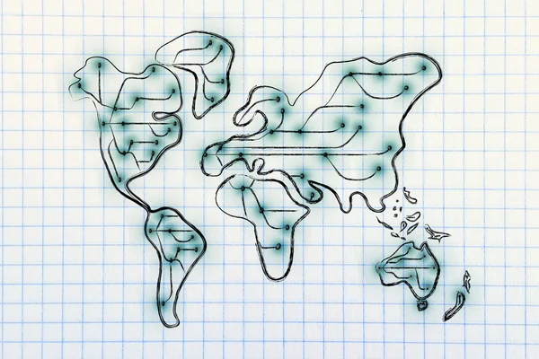 Carte du monde avec connexions internet — Photo
